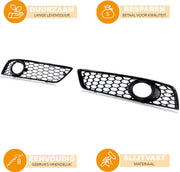 Mistlamp Covers Straton - Honingraat Zwart - Voor Audi A3 8P (2009-2012) - Voorbumper Accessoire