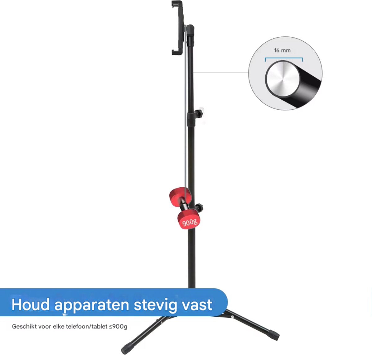Vloerstandaard voor tablet en telefoon - Statief 4,5-12,9 inch - Beugel standaard - In hoogte verstelbaar