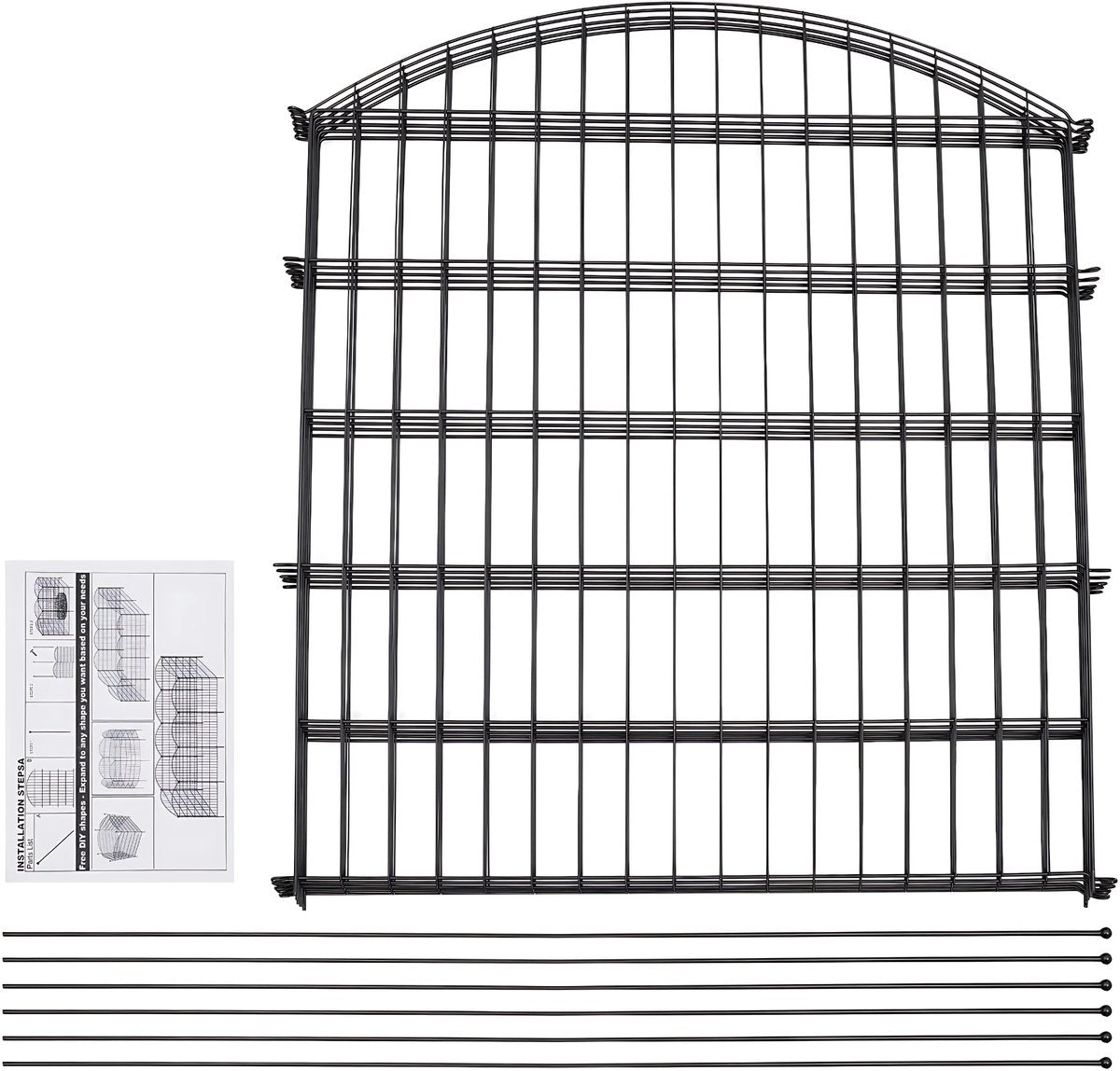 5-delige Tuinhekken - Tuinafscheiding - Borderrand - Voor Tuinranden & Dierafscherming - Weerbestendig Grenshek voor Buiten - Zwart