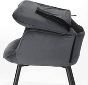 Bolt Edge Fauteuil Deluxe met Hocker - Donkergrijs Corduroy - Woonkamerstoel met armleuning en voetenbank