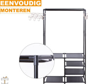 Bolt Edge Kledingkast - Opvouwbare Stoffen Garderobekast - Kledingrek van Metaal - Organizer voor Slaapkamer