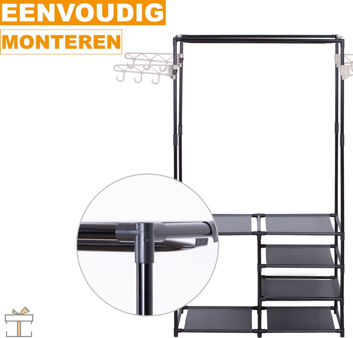 Bolt Edge Kledingkast - Opvouwbare Stoffen Garderobekast - Kledingrek van Metaal - Organizer voor Slaapkamer