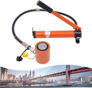 Hydraulische handpomp - Voor hijsen en persen - Mini enkelwerkende hefcilinder met handpomp - Oranje