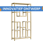 Boekenkast Burny - 180cm - Boekenrek Opbergrek - Stellingkast Metaal - Geschikt voor Woonkamer, Kantoor of Slaapkamer