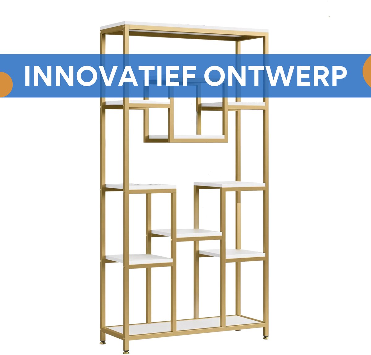 Boekenkast Burny - 180cm - Boekenrek Opbergrek - Stellingkast Metaal - Geschikt voor Woonkamer, Kantoor of Slaapkamer
