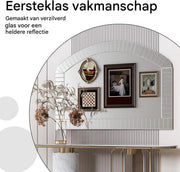 Gebogen Wandspiegel - Venetiaanse Accent Spiegel- Zilver - Glas - Decoratie voor Woonkamer