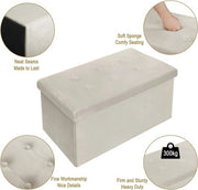 Opbergbank - Grijs - Zitbank Poef - Opbergbox Hocker - 76x38x38cm