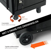 Lastafel 2 schappen - Laswagen - Laskar - Voor lasapparaten - Lastrolley - met 2 gasfleshouders - max 120kg