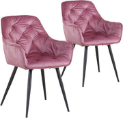 Eetkamerstoelen - Roze Velvet - Kuipstoelen - Set van 2 - Met rugleuning