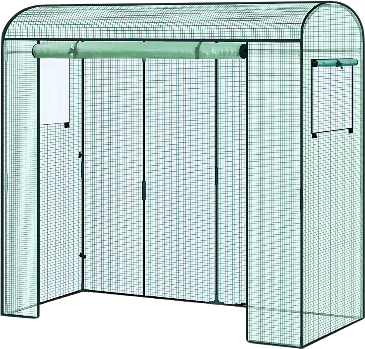 Foliekas Tuinkas - Winterbestendig - PE-folie 135 g/m² - Kweekhuis - Broeikas - Kweekkast voor tomaten & klimplanten - 200x66x170cm Groen