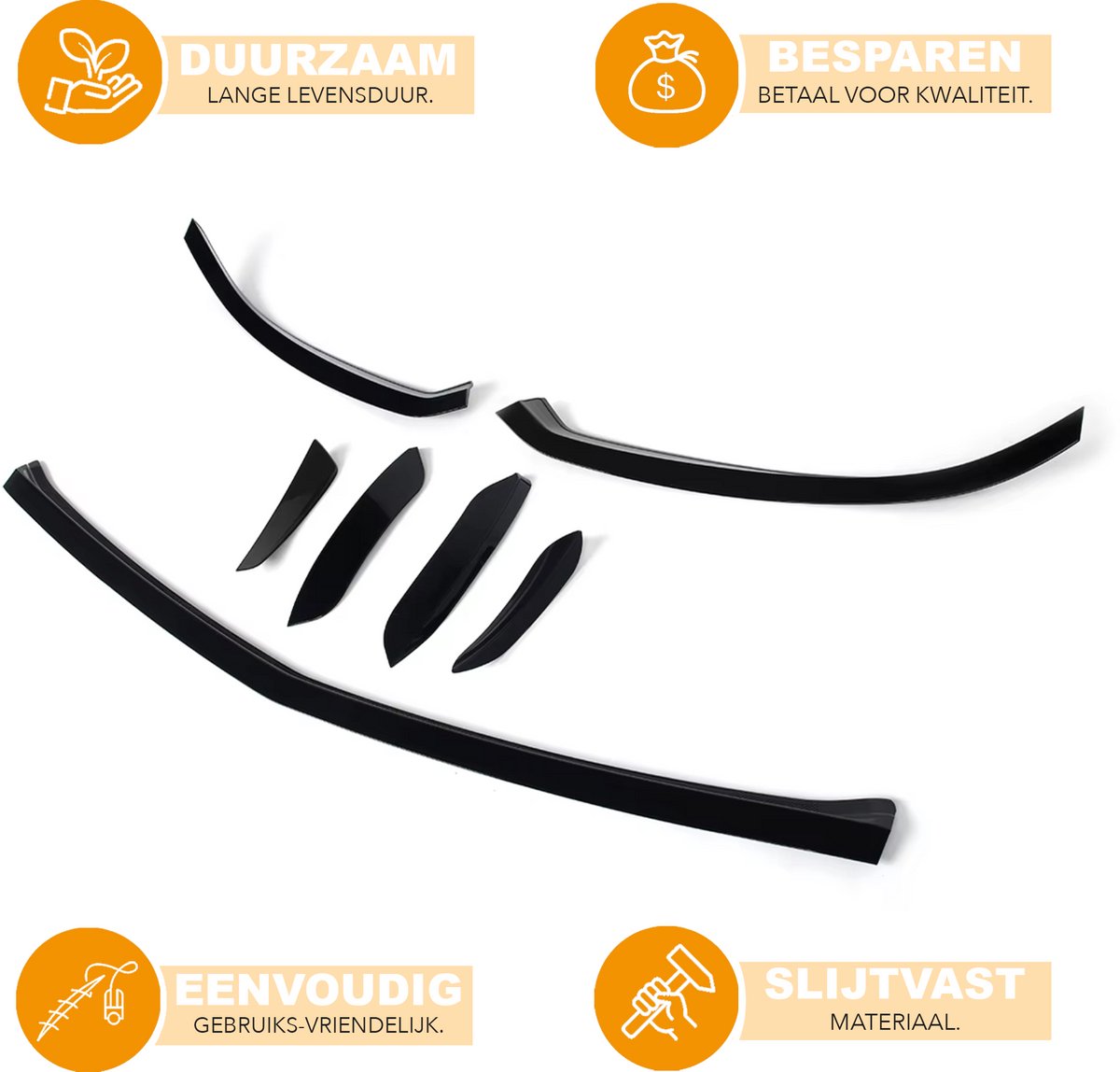 Voorbumper - Voor Mercedes A-Klasse W177 AMG Lijn 2018+ - Auto accessoires - A45 Look - Splitter kit - Gloss Zwart