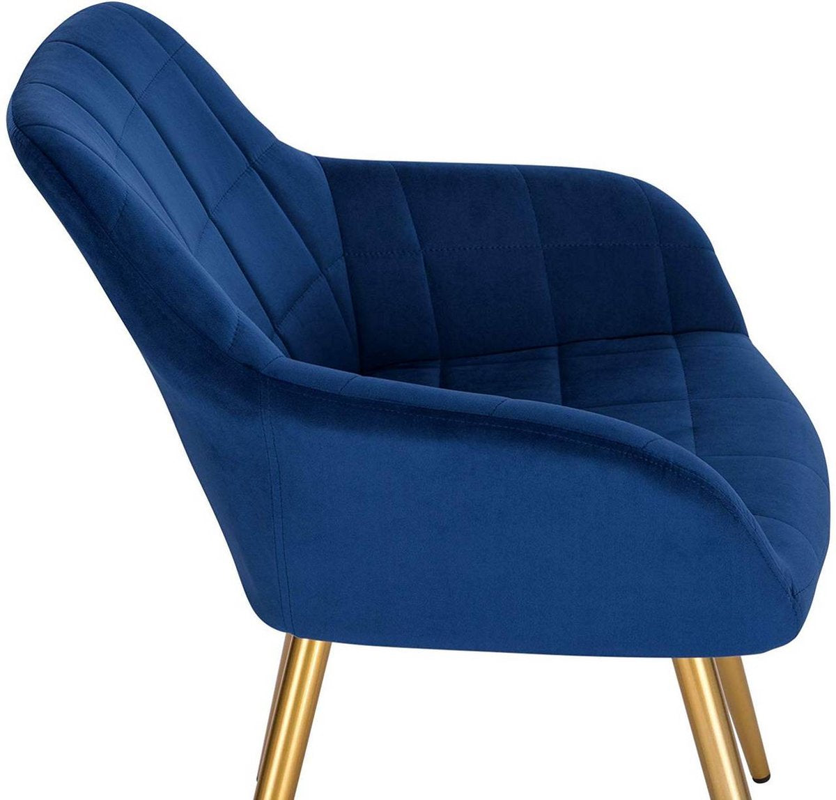 Happyment Stoel Meri - Eetkamerstoel - Blauw Velvet - Gouden Metalen poten - set van 1 - Zithoogte 47cm - deluxe
