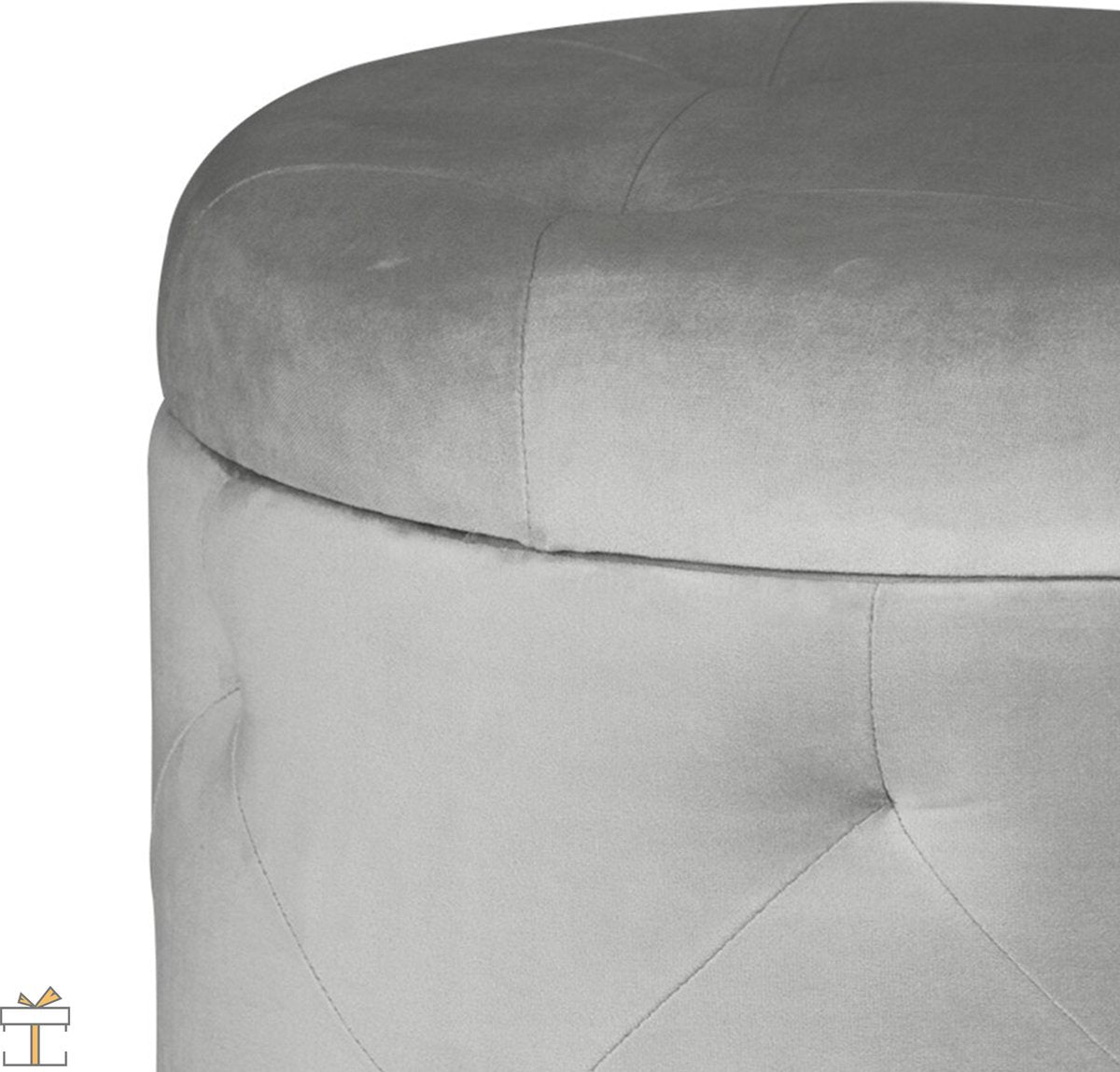 Happyment® Luxe velvet poef - Voetenbank met opbergruimte - Opbergbox hocker - Zitkist met deskel - Black friday - Kerstcadeau - Grijs