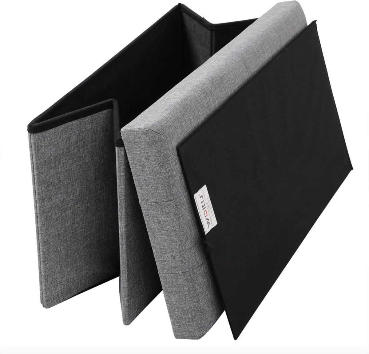 Moderne Opbergbank Ferino - Met opbergruimte - Zitbank Poef - Voetenbank - Opbergbox hocker - Zitkist met deskel - Lichtgrijs - Stof - 76x38x38 cm