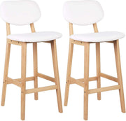 Barkrukken Riva - Set van 2 - Met rugleuning - Houten frame - Barstoelen ergonomisch - Keuken - Wit - Zithoogte 65cm