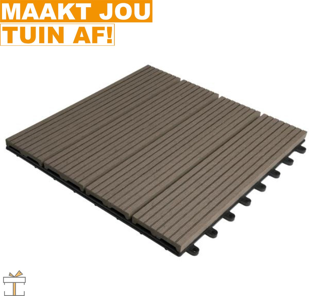 Happyment Vlondertegel 11 stuks - Terrastegel coffee - Terrasplanken - Tuintegel - Balkon, buiten vloer - 30x30cm