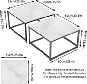 Mandina Salontafel Set - Set van 2 - Voor Kantoor of woonkamer - Vierkant - Tijdloos design - Glossy white