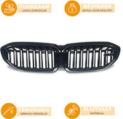 Voorbumper grille Ignitor - Voor BMW G20/G21 3 Serie (2019+) - M5 Stijl - Gloss Black - Auto accessoires
