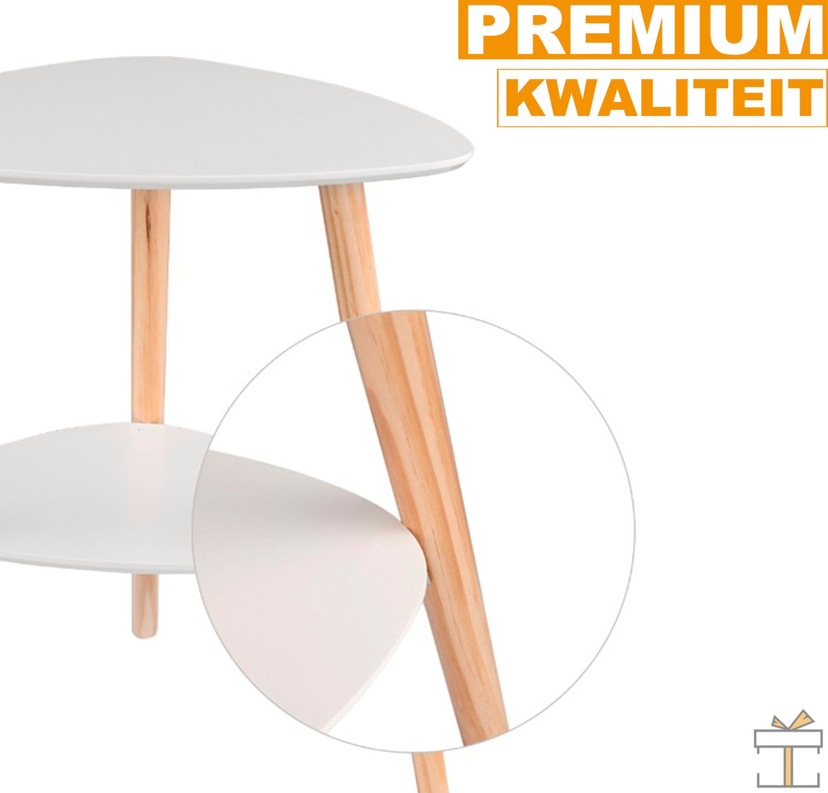 Happyment Bijzettafel modern - Nachtkastje - Driehoek - Slaapkamer of kantoor - Koffietafel - 50x40x55cm