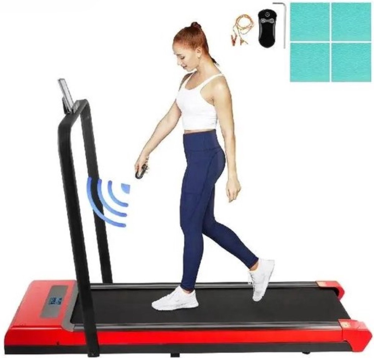 Happyment Loopband - 100KG - Hardloopband - Rood - 141x 55x 98cm - 500W - 1/6kmh