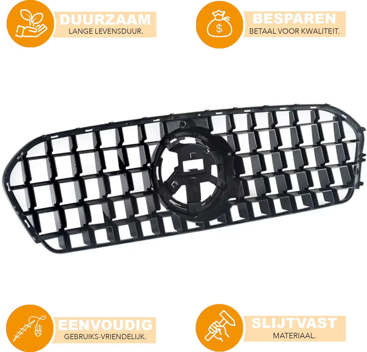 Voorbumper - Voor Mercedes GLE-Klasse W167/V167/C167 2020-2022 - Auto accessoires - GT stijl voorgrille - Chroom + Zwart