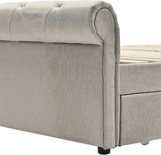 Bed - Tweepersoonsbedden - Tweepersoonsbed - Twijfelaar - Voor Slaapkamer - Functioneel Tweepersoonsbed met Chesterfield Hoofdeinde & 4 Laden - Inclusief Matras - 140x200cm