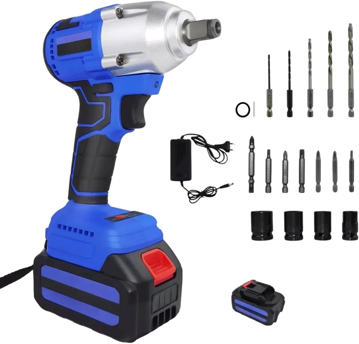 Accu-Slagmoersleutel 1,3cm - 21V - 420Nm Koppel - 3-in-1 Elektrische Moersleutel - Inclusief 2x 6.0Ah Accu’s & Oplader