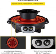 Grillplaat 2 in 1 - Elektrisch - Bakplaat - BBQ - Hot Pot - Multifunctioneel - Aluminium & Gehard Glas