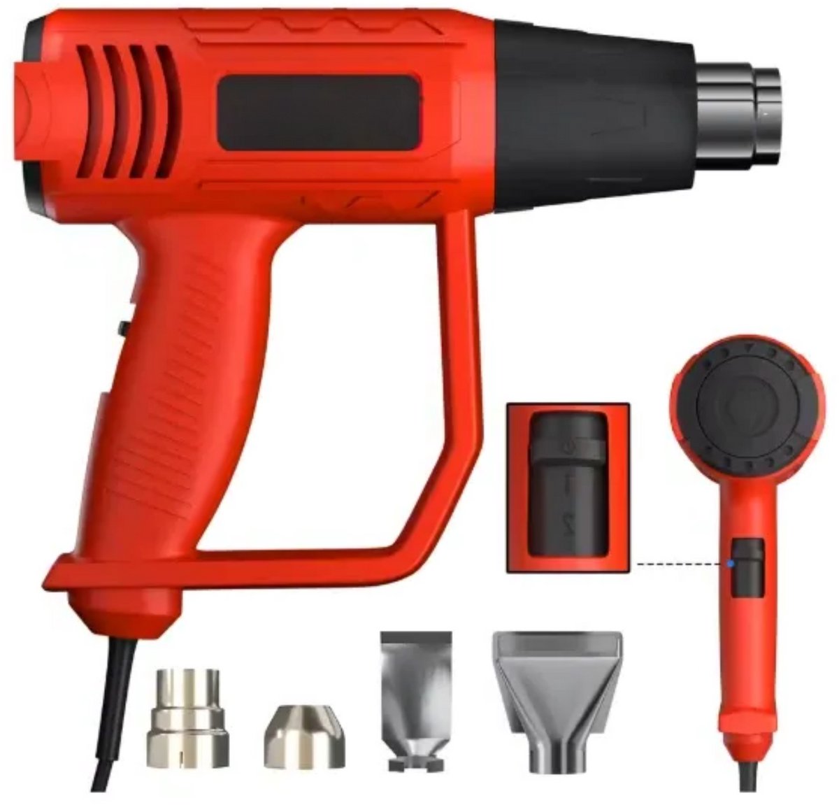 Warmtepistool Deluxe - 2000W Professionele Dubbele Temperatuurinstellingen 60℃-600℃ - Snelle Heteluchtpistoolset met 4 Nozzles