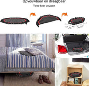 Fitness trampoline - Voor volwassenen - 127cm springoppervlak - Zwart - Opvouwbaar - in hoogte verstelbare handgreep - Spring trampoline voor binnen en buiten