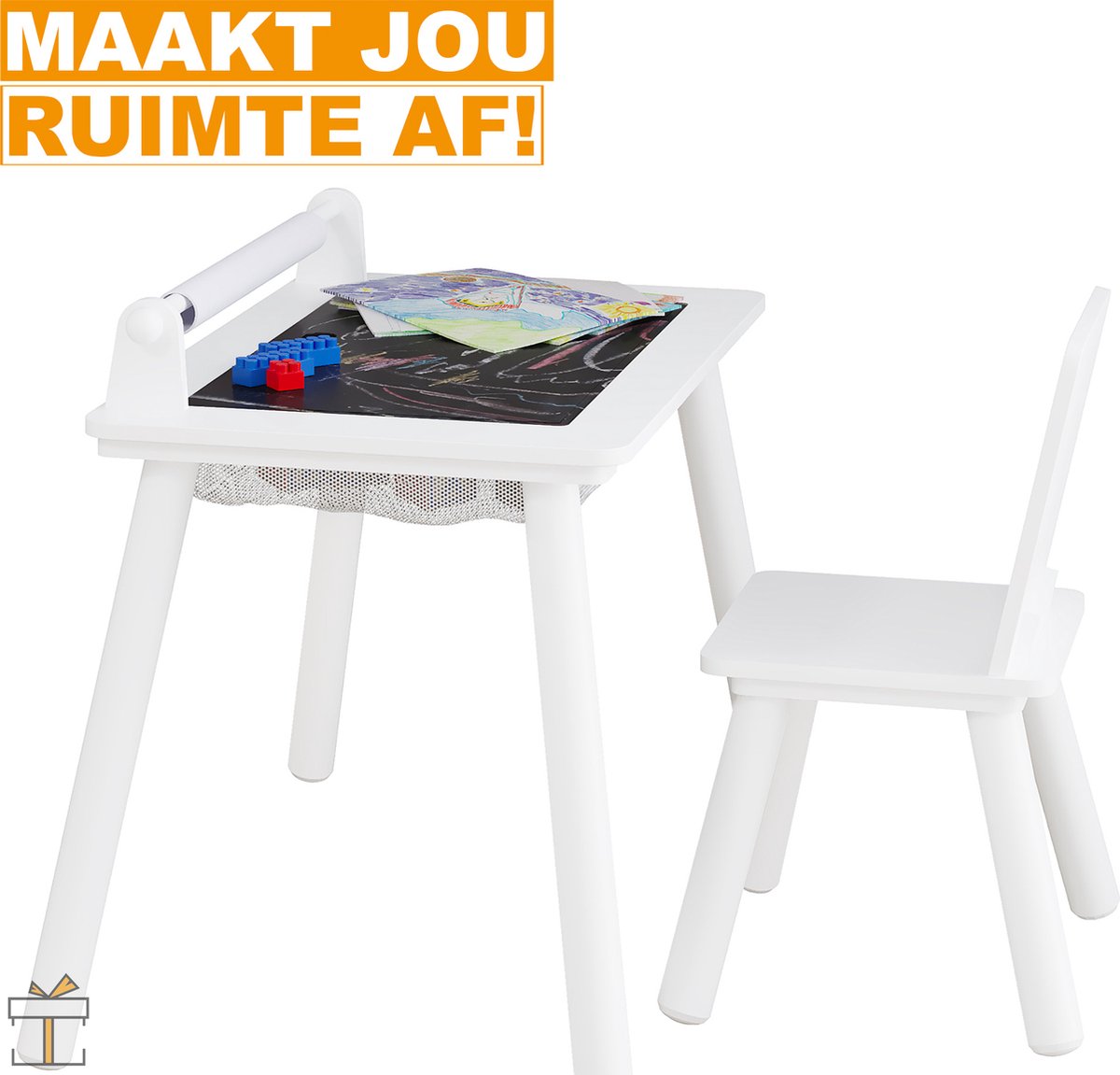 Happyment Kindertafel Deluxe - Tekentafel - Speeltafel - Kindermeubel - Kinderbureau - Wit