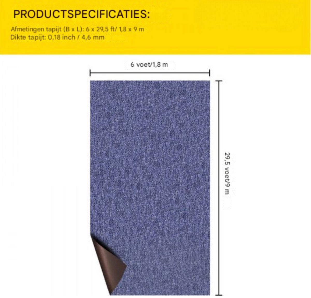 Luxe Buitentapijt - Voor binnen en buiten - Tuintapijt - Terrastapijt - Buiten tapijt - Blauw - 900x180cm
