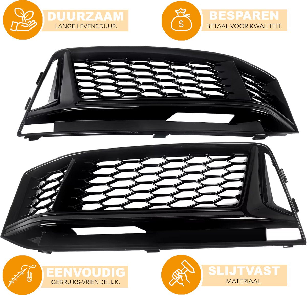 Voorbumper - Voor Audi A4 B9 S-Line/S4 2016-2018 - Auto accessoires - Onderste grille - Honingraat stijl - Gloss Zwart