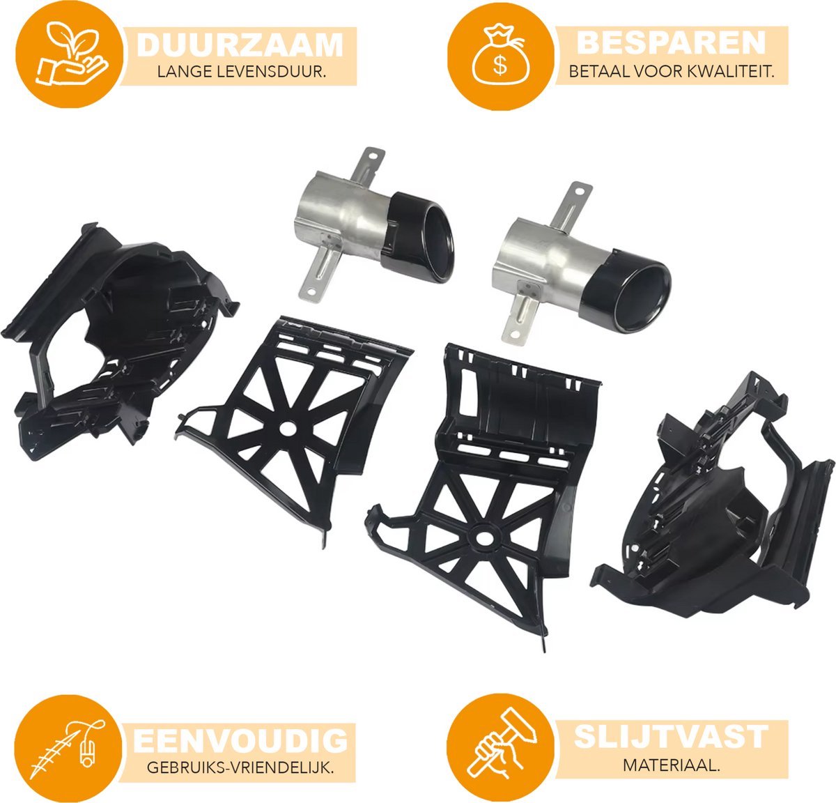 Diffuser Set Nitronox - Achterdiffuser en Uitlaatpijp - Voor Mercedes A-Klasse W177 AMG A35 Look (2018+) - Zwart - Auto Accessoires