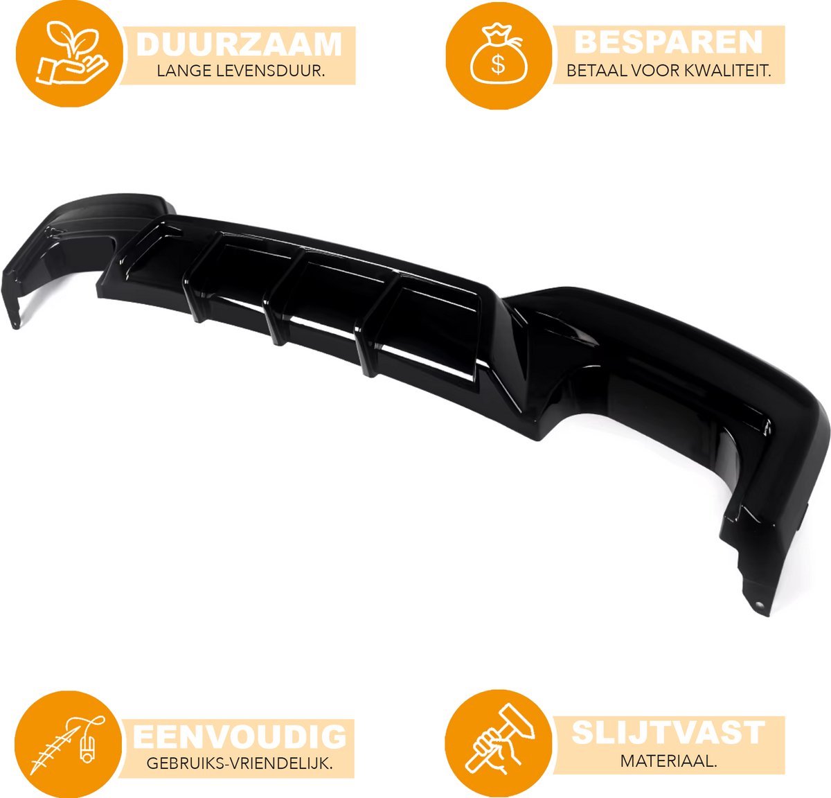 Diffuser Nitro - Achterbumper Diffuser Nitro - Gloss Zwart - Voor BMW M6 F06/F12/F13 650i/640i (2012-2018) - Auto accessoires
