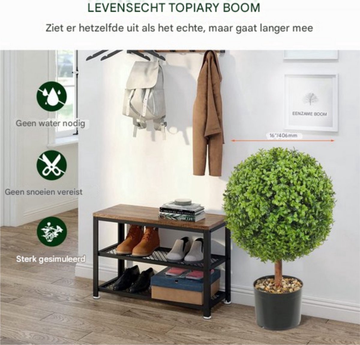 Kunstplant buxusbal - In pot - Kunstplanten voor binnen en buiten - Palmboom - Kunstbloemen - Geurloos - Tuindecoratie voor buiten - 40cm