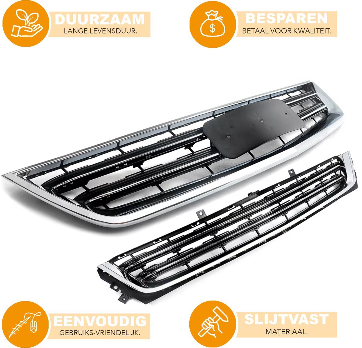 Voorbumper Grille Zolux - Bovenste & Onderste Roosters - Voor Chevrolet Impala (2014-2020) - Chroom + Zwart