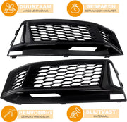 Voorbumper - Voor Audi A4 B9 S-Line/S4 2016-2018 - Auto accessoires - Mistlampgrille - Gloss Zwart