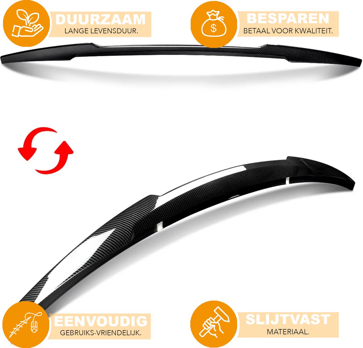 Achterspoiler - Voor Audi A4 B8.5 Sedan 2013-2016 - Auto accessoires - Achterklepspoiler - Sport spoiler - Carbon Look