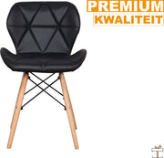 Happyment Moderne Eetkamerstoelen - Set van 8 - Zwart - Woonkamerstoelen - Keukenstoelen - Kuipstoel - Zithoogte 38cm