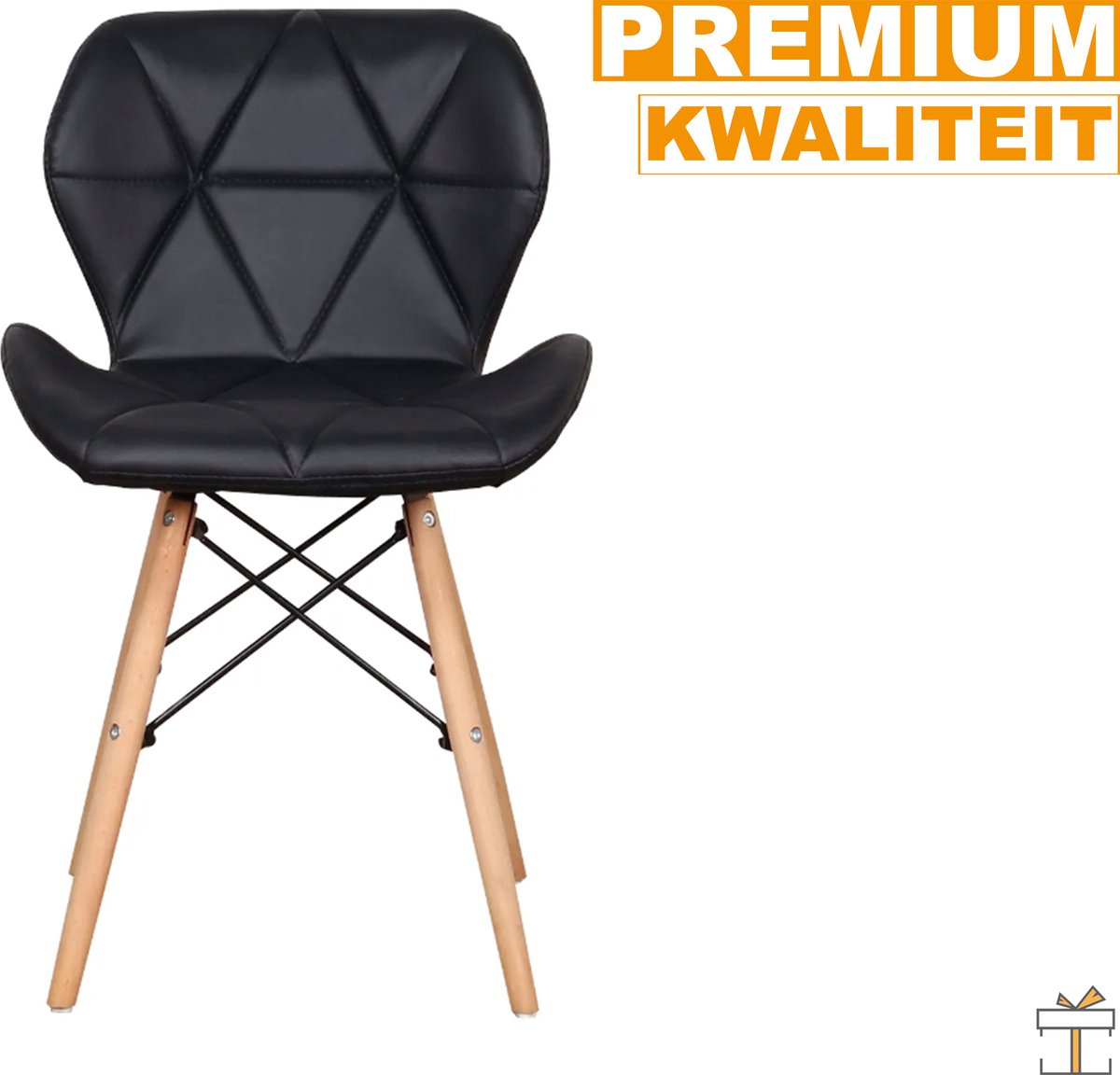 Happyment Moderne Eetkamerstoelen - Set van 8 - Zwart - Woonkamerstoelen - Keukenstoelen - Kuipstoel - Zithoogte 38cm
