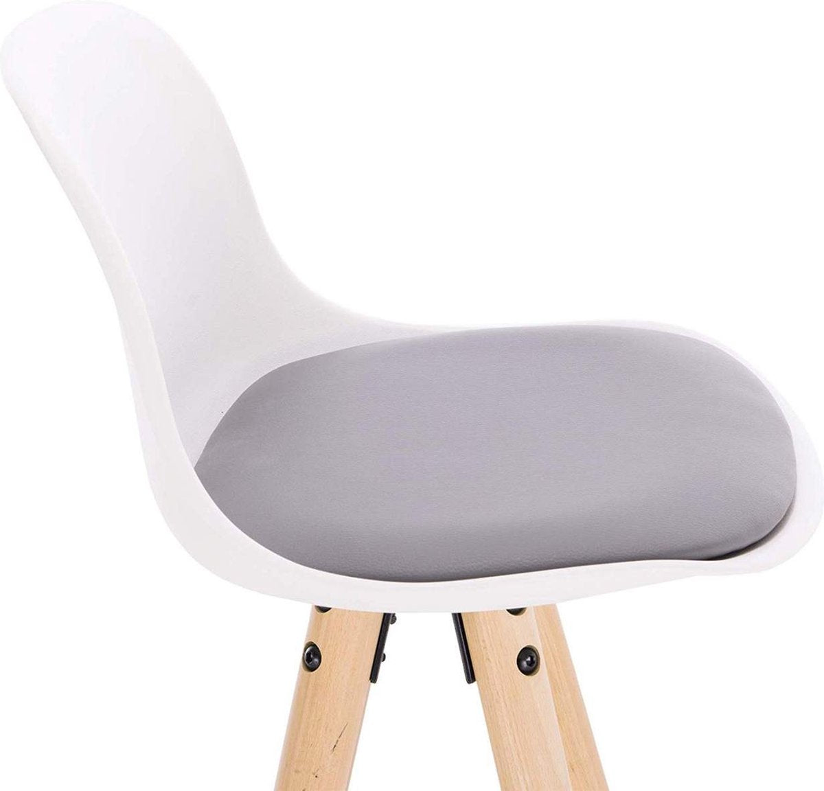 Hoge Barkruk Vida - Zithoogte 75cm - Grijs/wit - Set van 1 - Keuken - Barstoelen - Met rugleuning - Kunstleer - Bruin frame