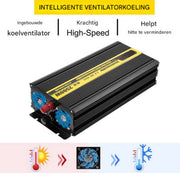 Omvormer 2500W - Afstandsbediening en LCD - DC 12V naar AC 230 V - 5000W Piekvermogen