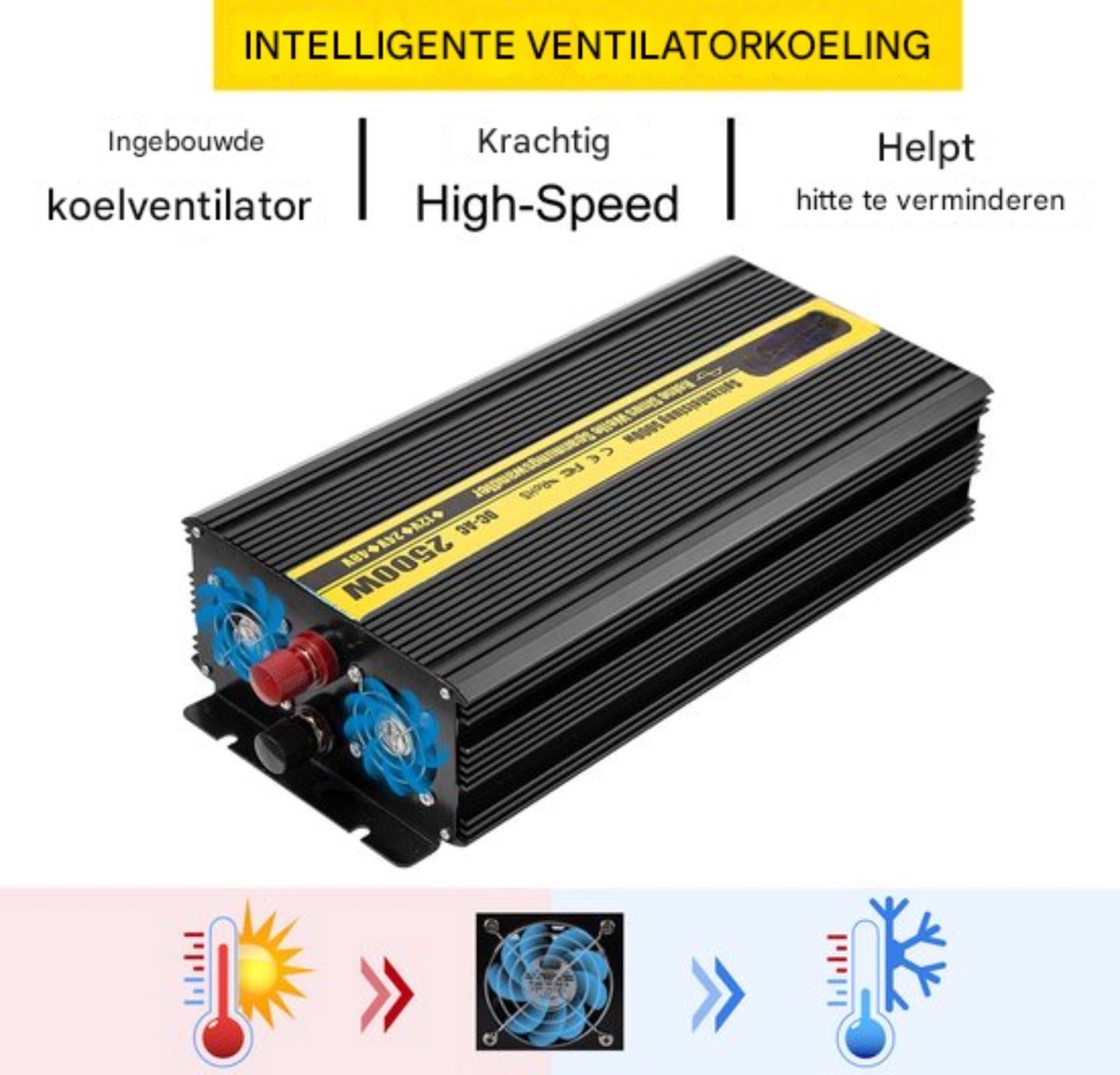 Omvormer 2500W - Afstandsbediening en LCD - DC 12V naar AC 230 V - 5000W Piekvermogen