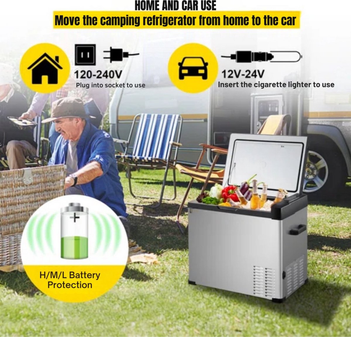Koelbox deluxe - 30L - 45 Blikjes - Koeltas - Elektrisch - Oplaadbaar - Vriescombinatie - 220V - Camping, Auto, Caravan
