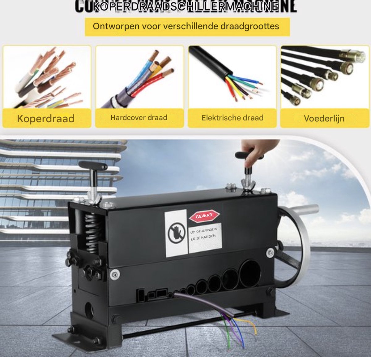 Happyment Kabelstripmachine - Elektrisch - 1.5-38mm - Draadstripper - Kabelpeller