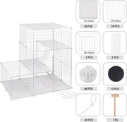Bolt Edge Dierenren - Wit - Verstelbaar - Voor binnen - Katten, konijnen en puppy's - 75x110x110cm
