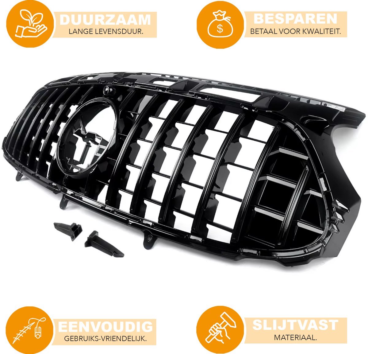 GT Grille Nitros - Voorbumper Grille - Voor Mercedes GLA-Klasse H247 (2020-2023) - Glanzend Zwart - GT Stijl - Auto Accessoires