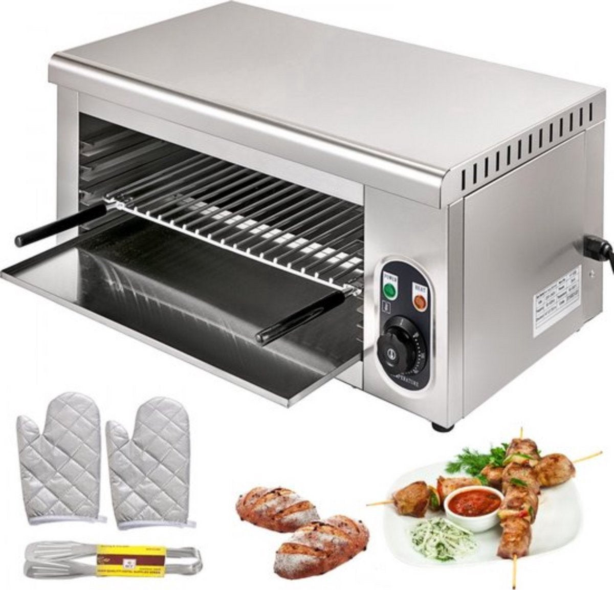 Salamander Grill - 2000W - Vleeskuikens - 450x260 mm - Kaassmelter - Professioneel Grillapparaat