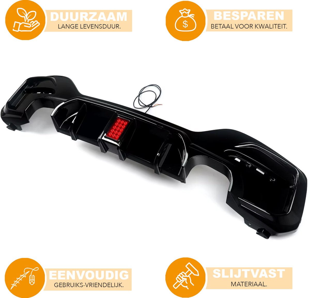 Achterlip Diffuser Spoiler - Voor BMW 1 Serie F20/F21 M135i/M140i (2015-2018) - Met Remlicht - Glanzend Zwart - Auto accessoires